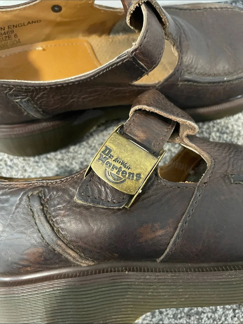 Vintage Dr. Martens Brown Leather Boots with Translucent Rubber Soles